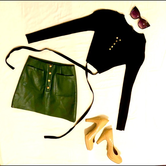Forever 21 Dresses & Skirts - Dark Green Faux Leather Skirt